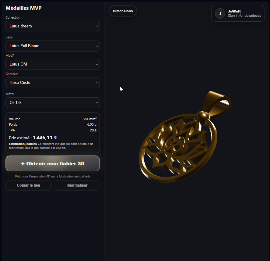 Télécharger le fichier STL du pendentif.